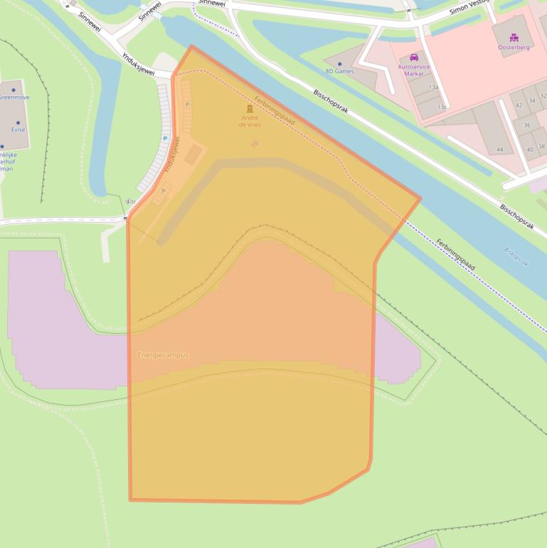 Kaart van postcodegebied 8914AW.