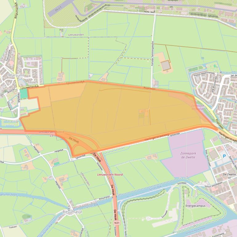 Kaart van postcodegebied 8914BN.