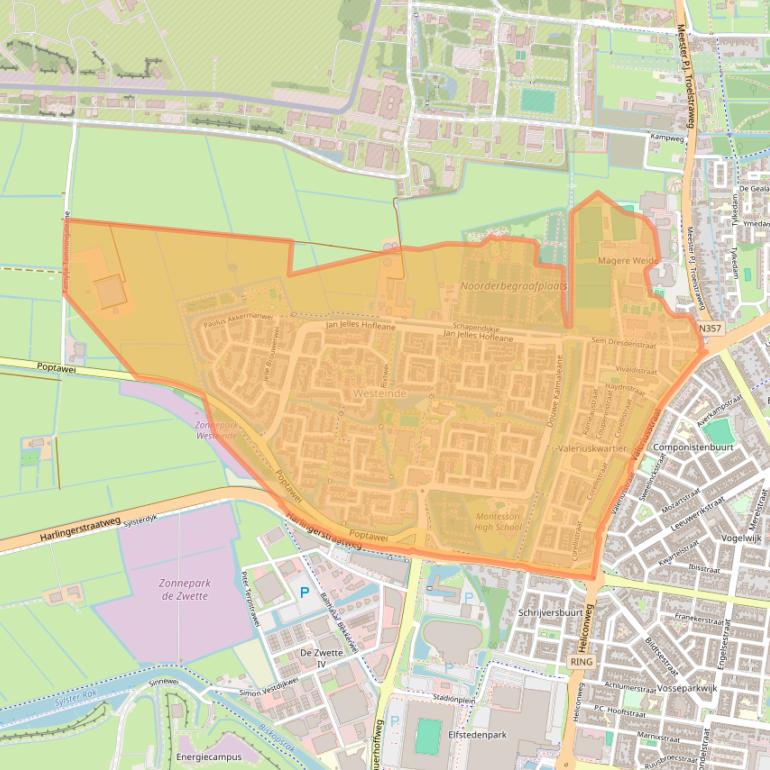 Kaart van postcodegebied 8915.
