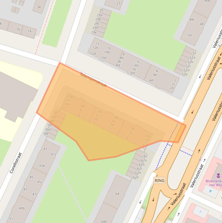 Kaart van postcodegebied 8915CA.