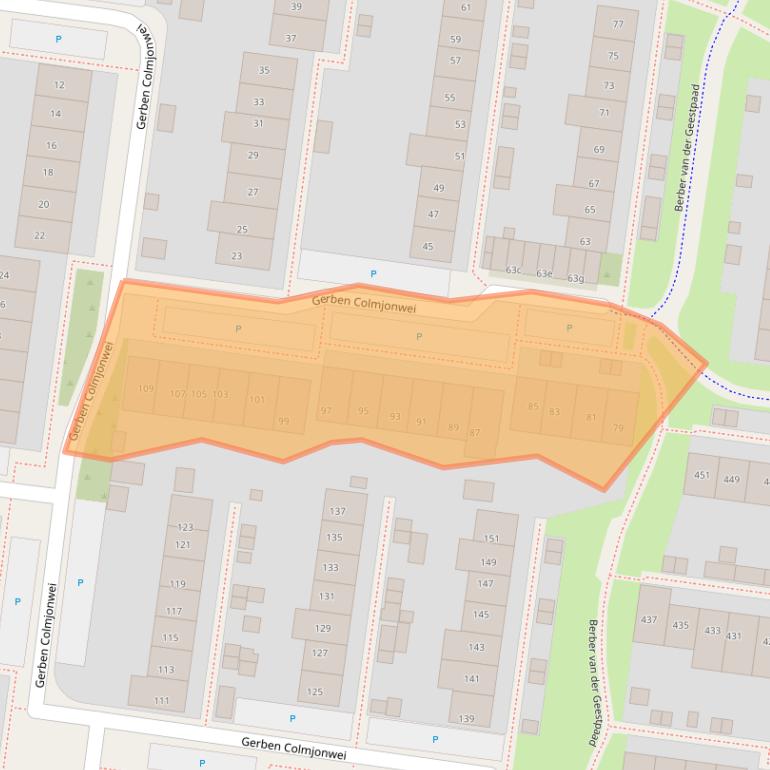Kaart van postcodegebied 8915GJ.
