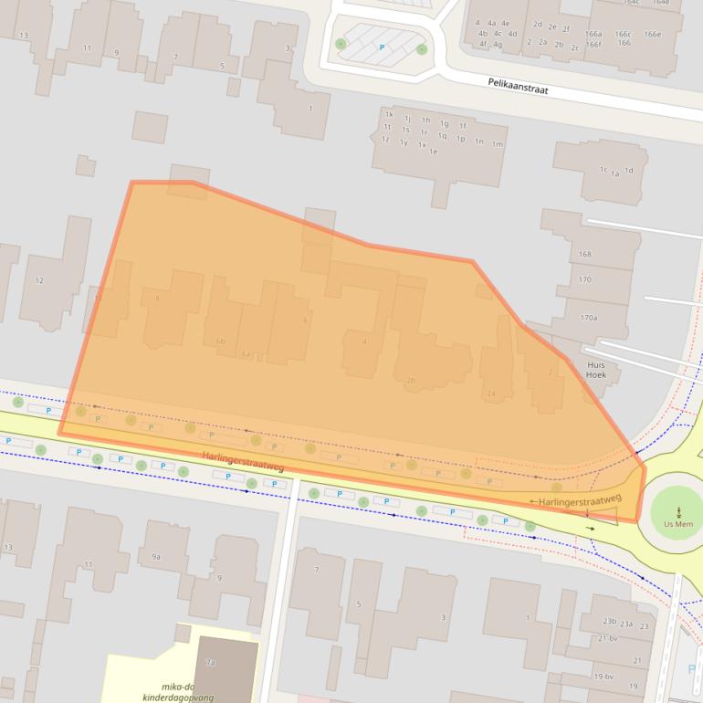 Kaart van postcodegebied 8916BB.