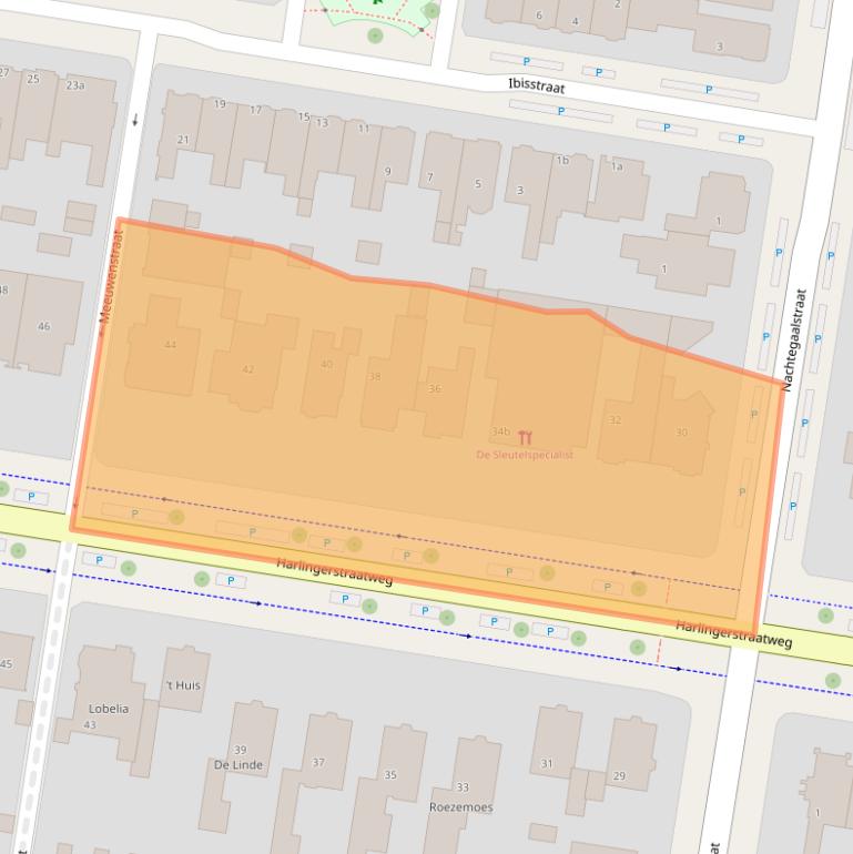 Kaart van postcodegebied 8916BD.