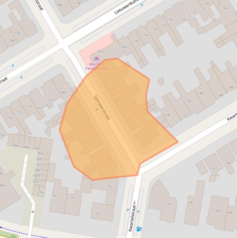 Kaart van postcodegebied 8916BR.