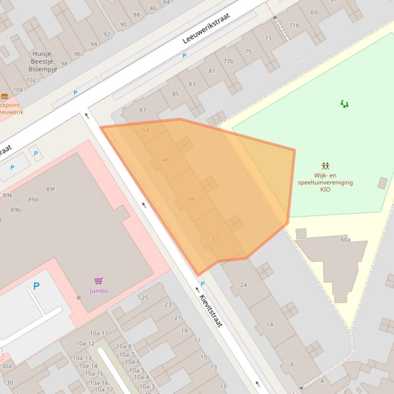 Kaart van postcodegebied 8916BZ.