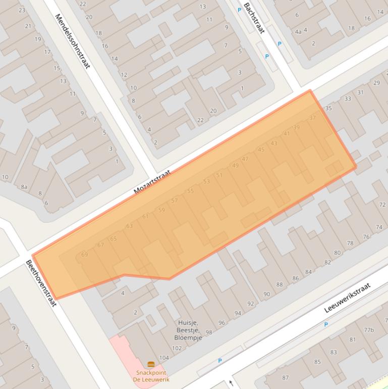 Kaart van postcodegebied 8916GZ.