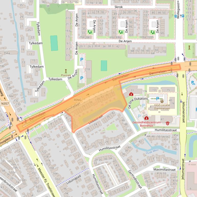 Kaart van postcodegebied 8917EX.