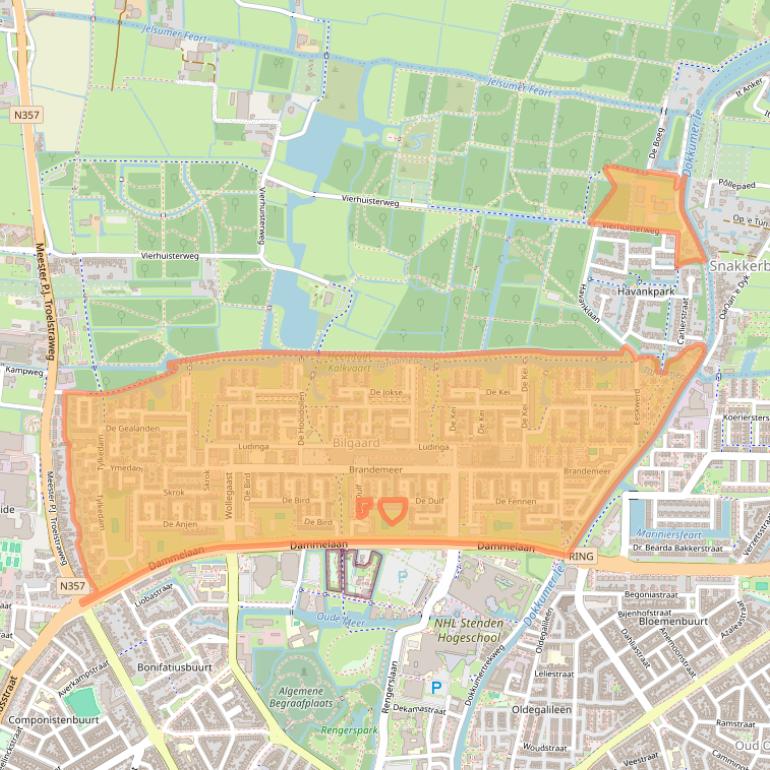 Kaart van postcodegebied 8918.