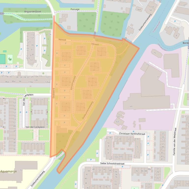 Kaart van postcodegebied 8918CA.