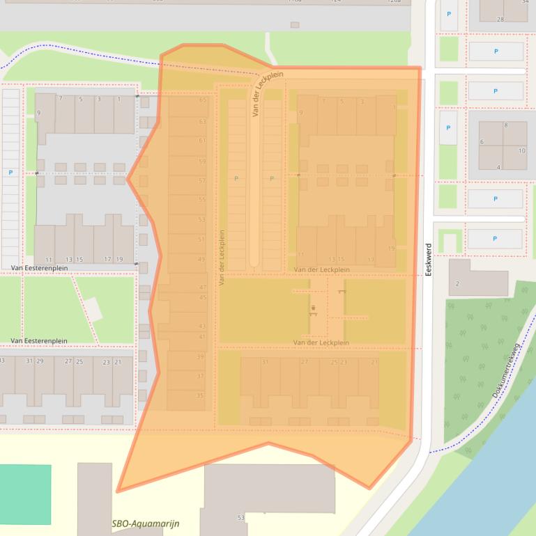 Kaart van postcodegebied 8918DA.