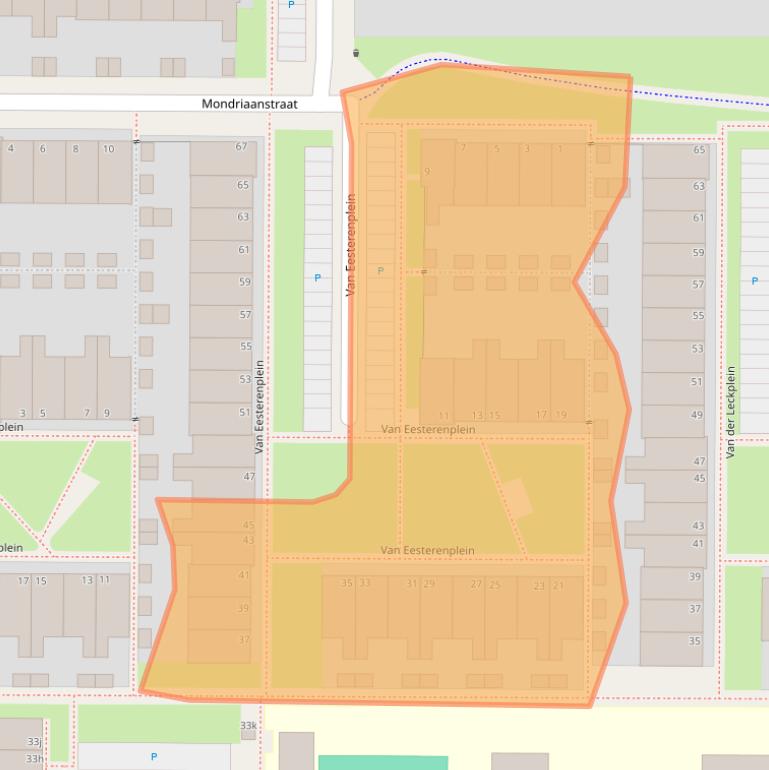 Kaart van postcodegebied 8918DC.