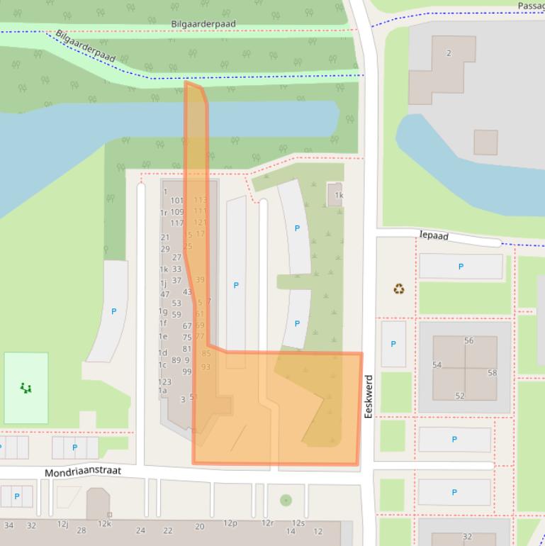 Kaart van postcodegebied 8918DL.