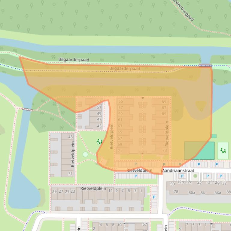 Kaart van postcodegebied 8918DT.