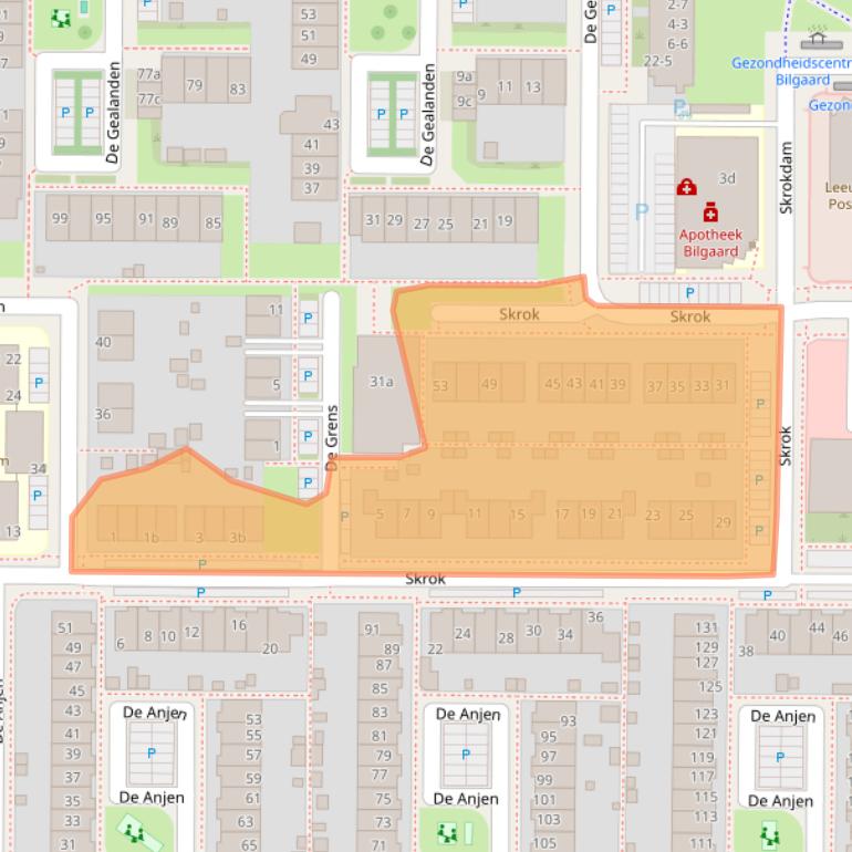 Kaart van postcodegebied 8918LA.