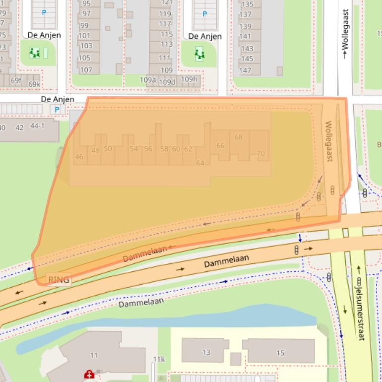 Kaart van postcodegebied 8918LN.