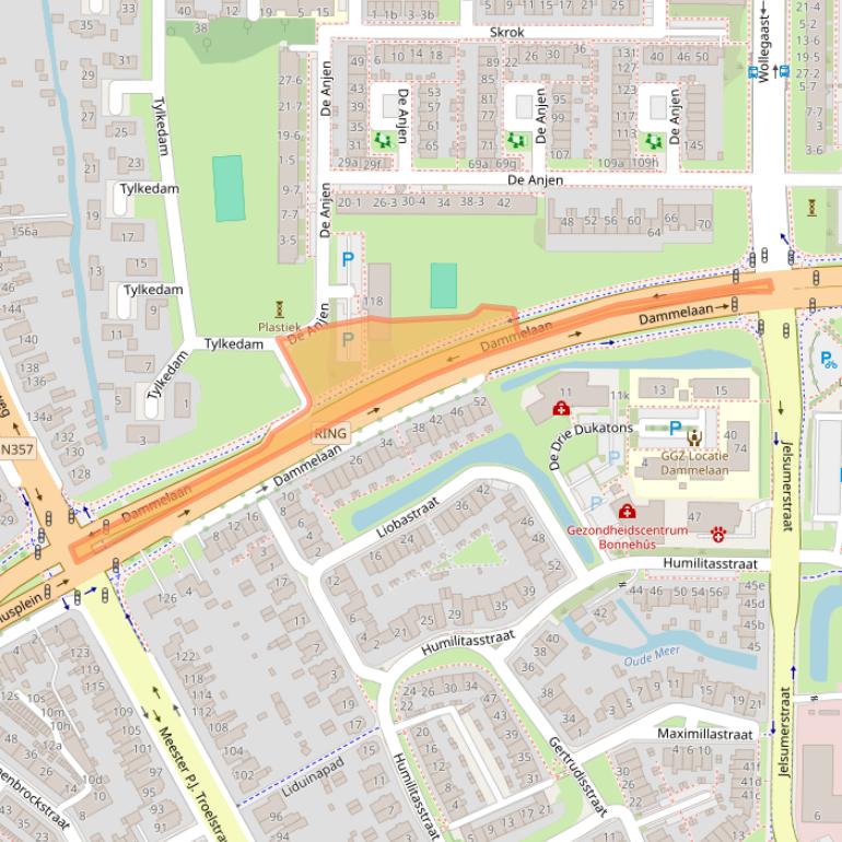 Kaart van postcodegebied 8918LT.