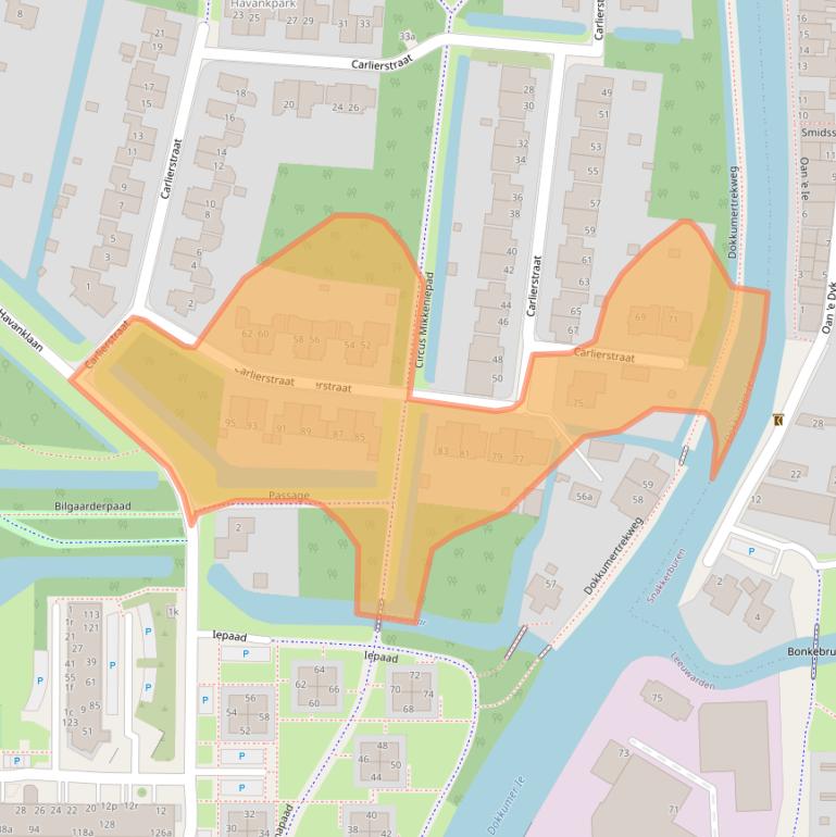 Kaart van postcodegebied 8919BD.