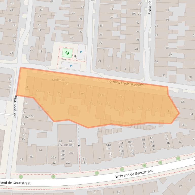 Kaart van postcodegebied 8921AT.