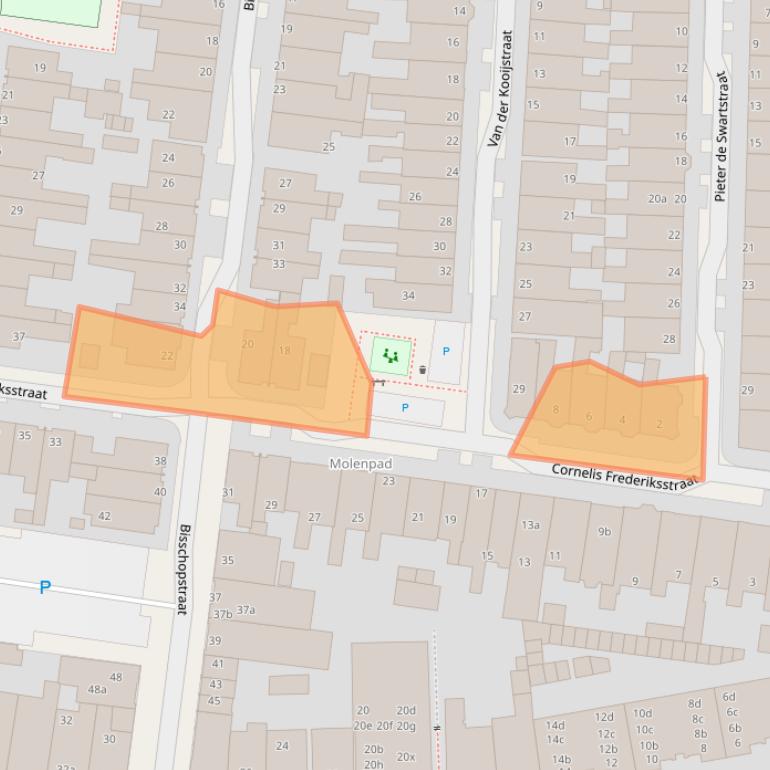 Kaart van postcodegebied 8921AW.