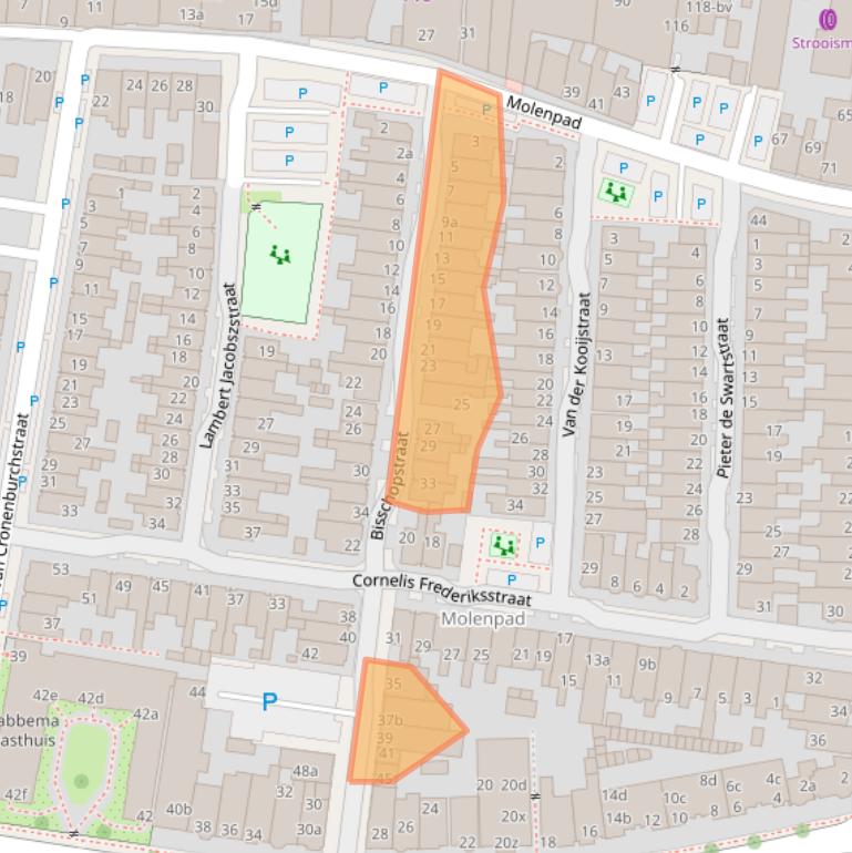 Kaart van postcodegebied 8921AX.