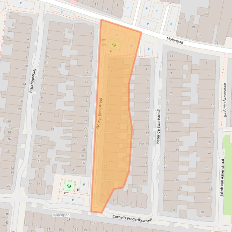Kaart van postcodegebied 8921BA.
