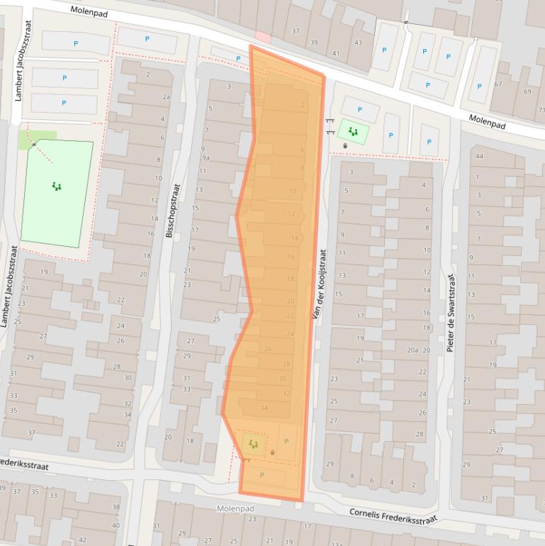 Kaart van postcodegebied 8921BB.
