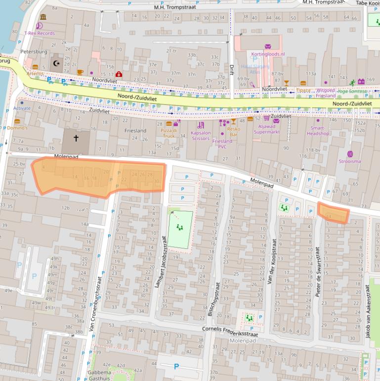 Kaart van postcodegebied 8921BH.