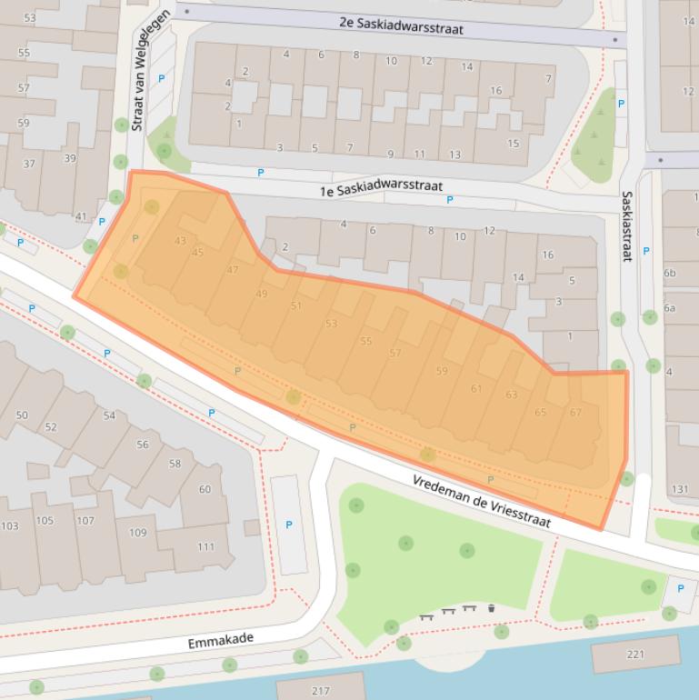 Kaart van postcodegebied 8921BS.