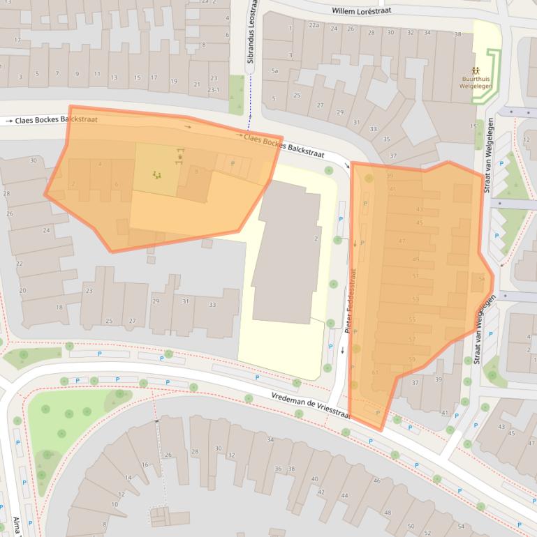 Kaart van postcodegebied 8921BZ.