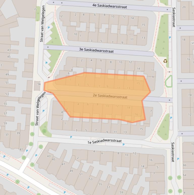 Kaart van postcodegebied 8921CW.