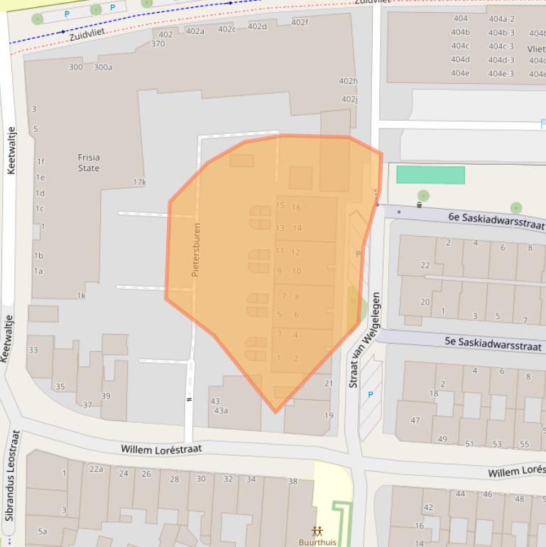 Kaart van postcodegebied 8921EW.