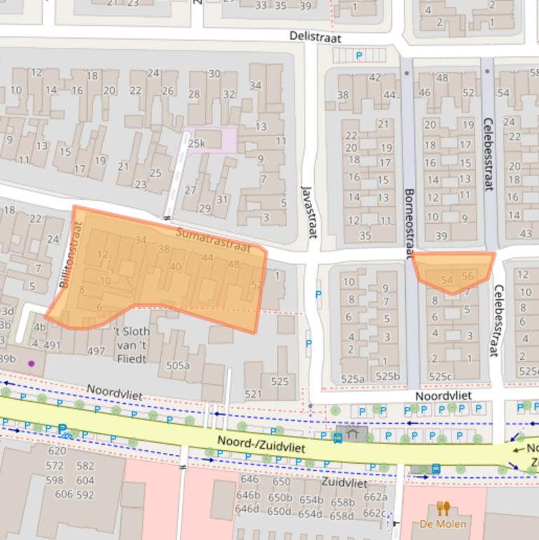 Kaart van postcodegebied 8921JE.