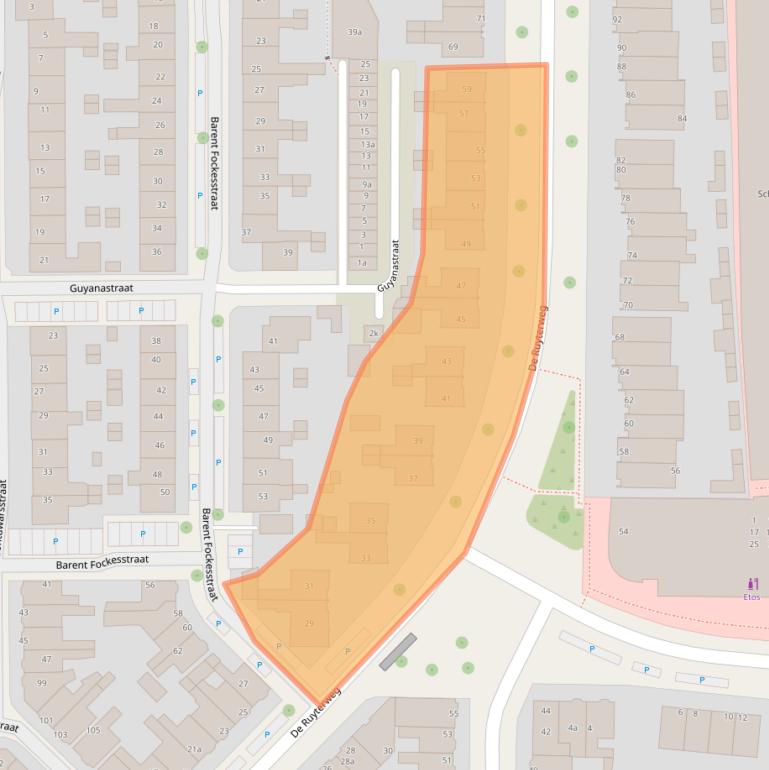 Kaart van postcodegebied 8921KJ.