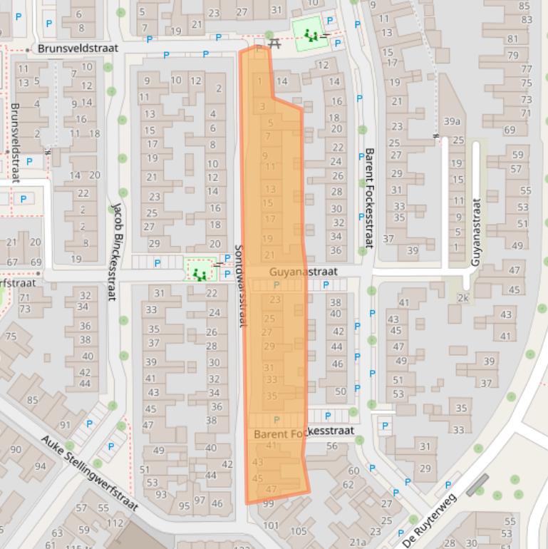 Kaart van postcodegebied 8921KT.