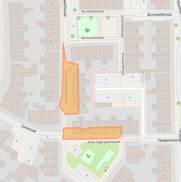 Kaart van postcodegebied 8921LE.