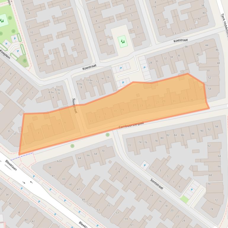 Kaart van postcodegebied 8921LP.