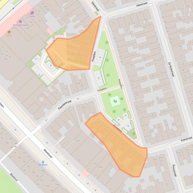 Kaart van postcodegebied 8921LZ.