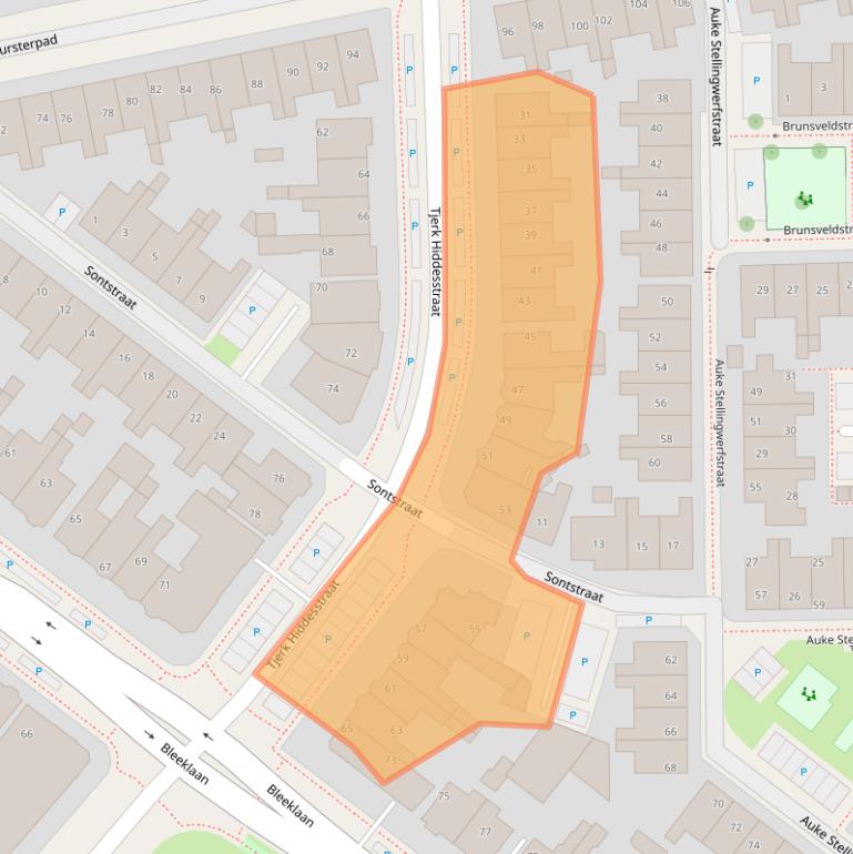 Kaart van postcodegebied 8921NN.