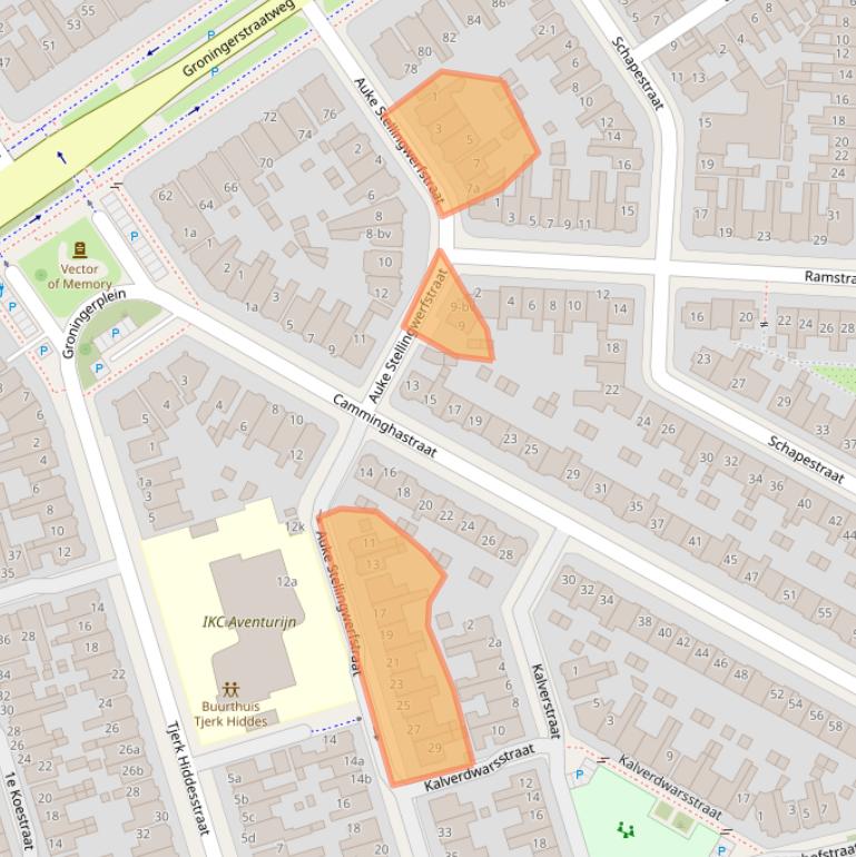 Kaart van postcodegebied 8921NT.