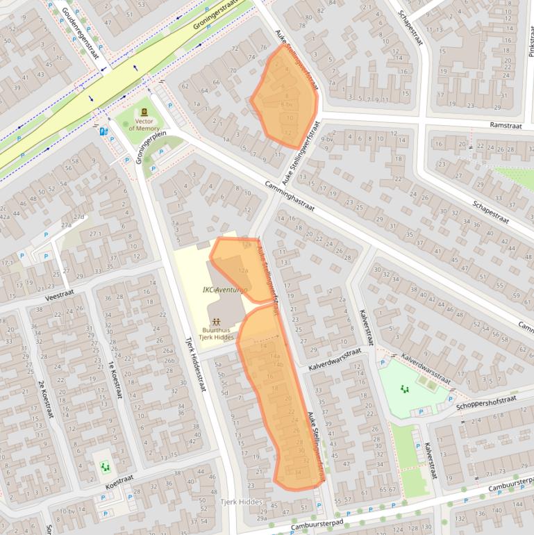 Kaart van postcodegebied 8921NW.