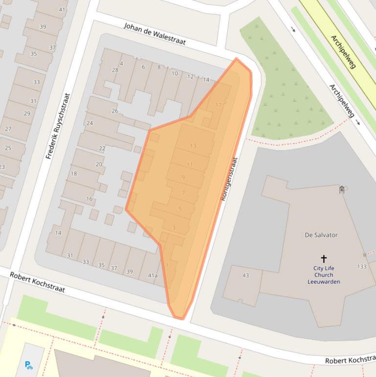 Kaart van postcodegebied 8921XA.