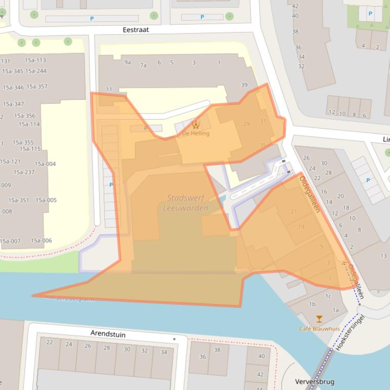 Kaart van postcodegebied 8922AA.