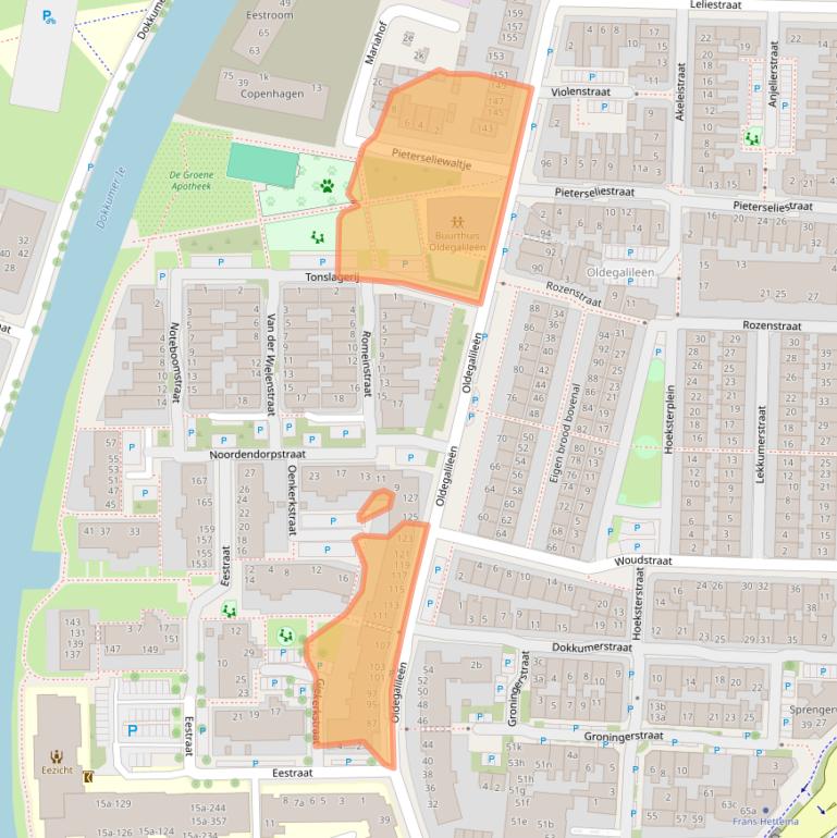 Kaart van postcodegebied 8922AC.