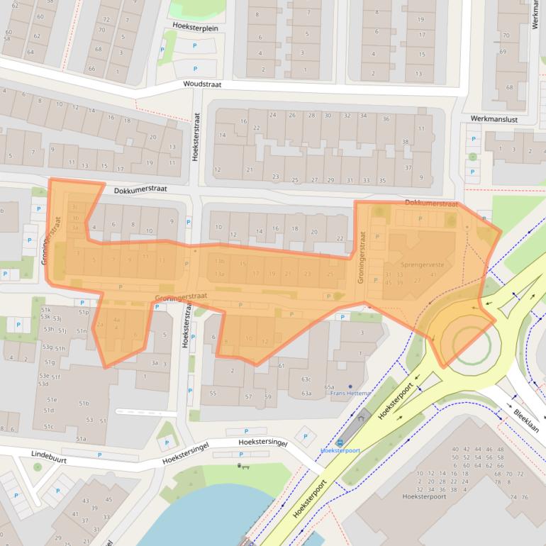 Kaart van postcodegebied 8922AR.