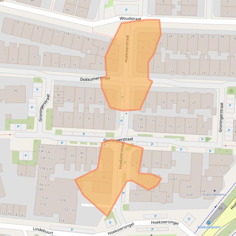 Kaart van postcodegebied 8922AV.