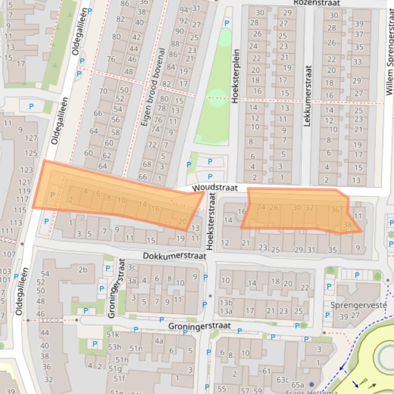 Kaart van postcodegebied 8922AW.