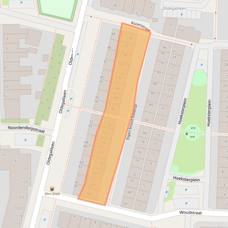 Kaart van postcodegebied 8922AZ.