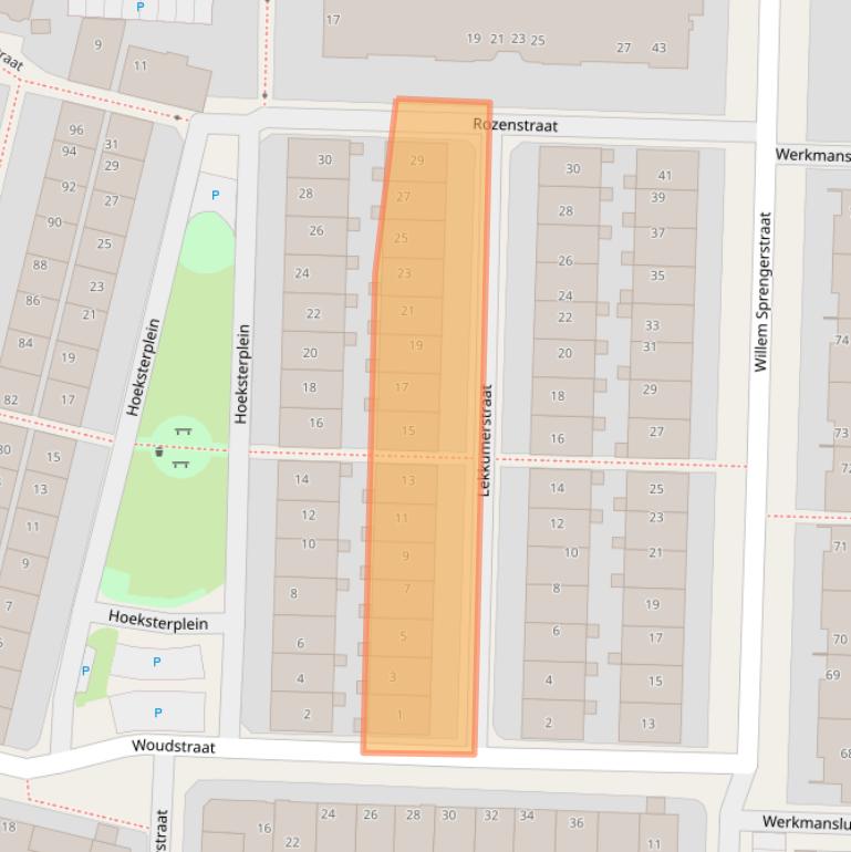 Kaart van postcodegebied 8922BD.