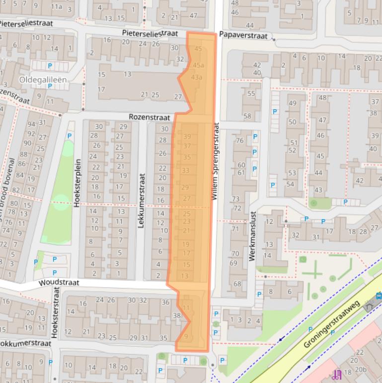 Kaart van postcodegebied 8922BR.
