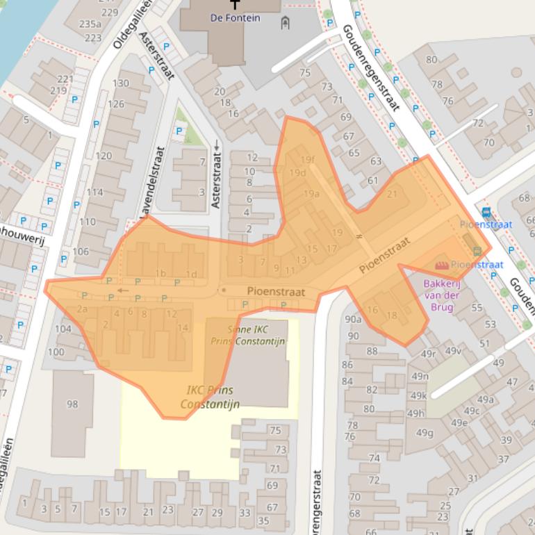 Kaart van postcodegebied 8922BX.